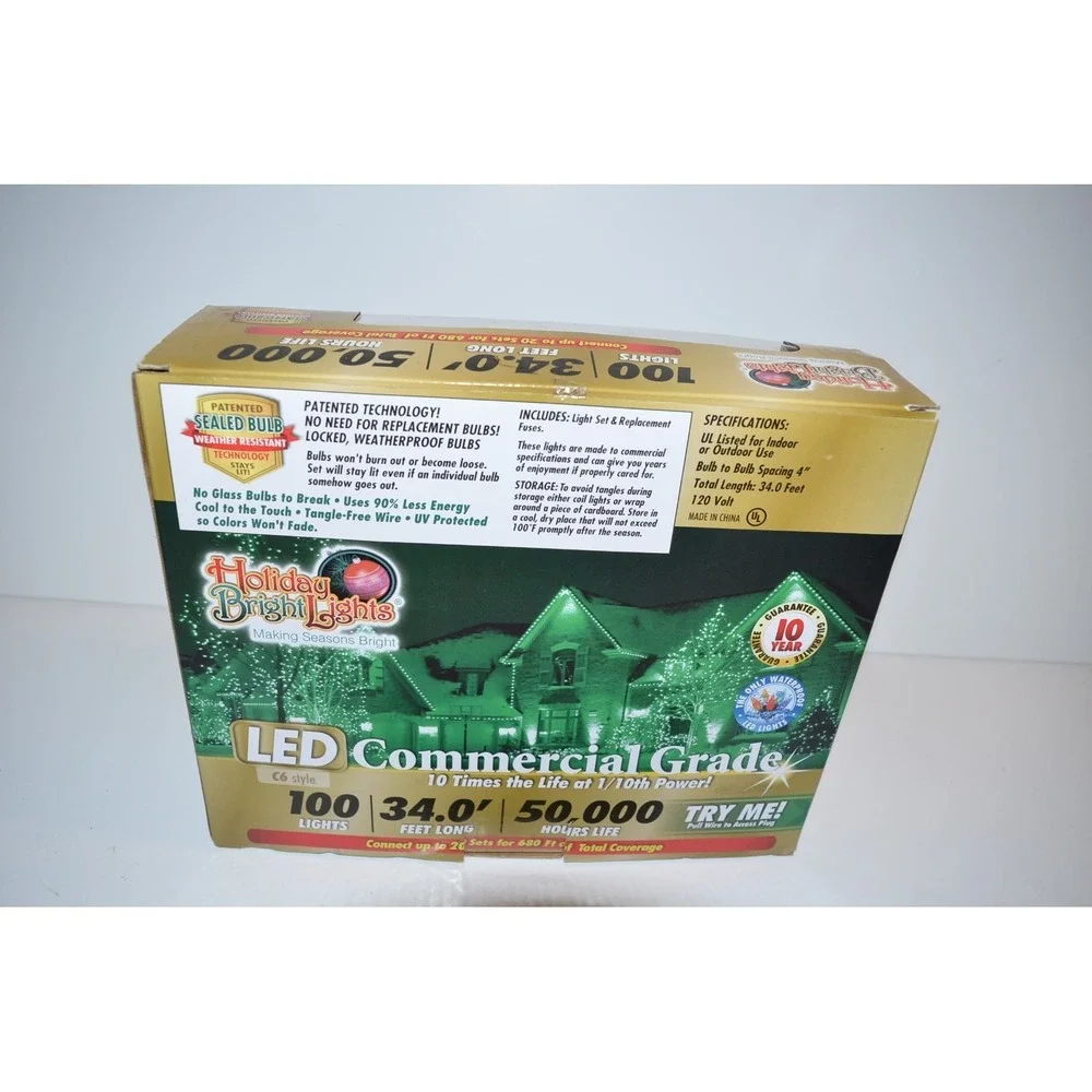 Holiday Bright Lights LED Commercial Grade C6 Style Christmas 100 Warm White New